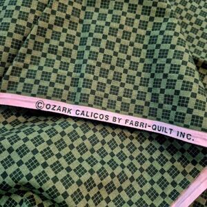 Fabric, Green Cotton Checked Calico, 2 yds x 45" ozark calicos